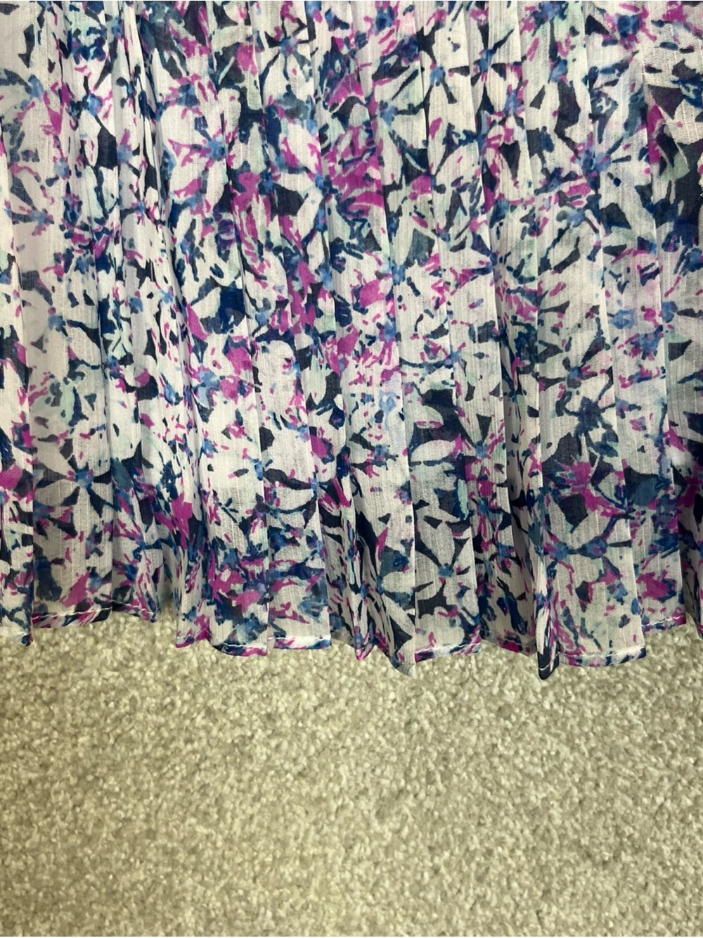 Banana Republic Skirt Womens 14 Blue Floral Pleated Sheer Lined Side Zip- 5139 - Picture 8 of 11